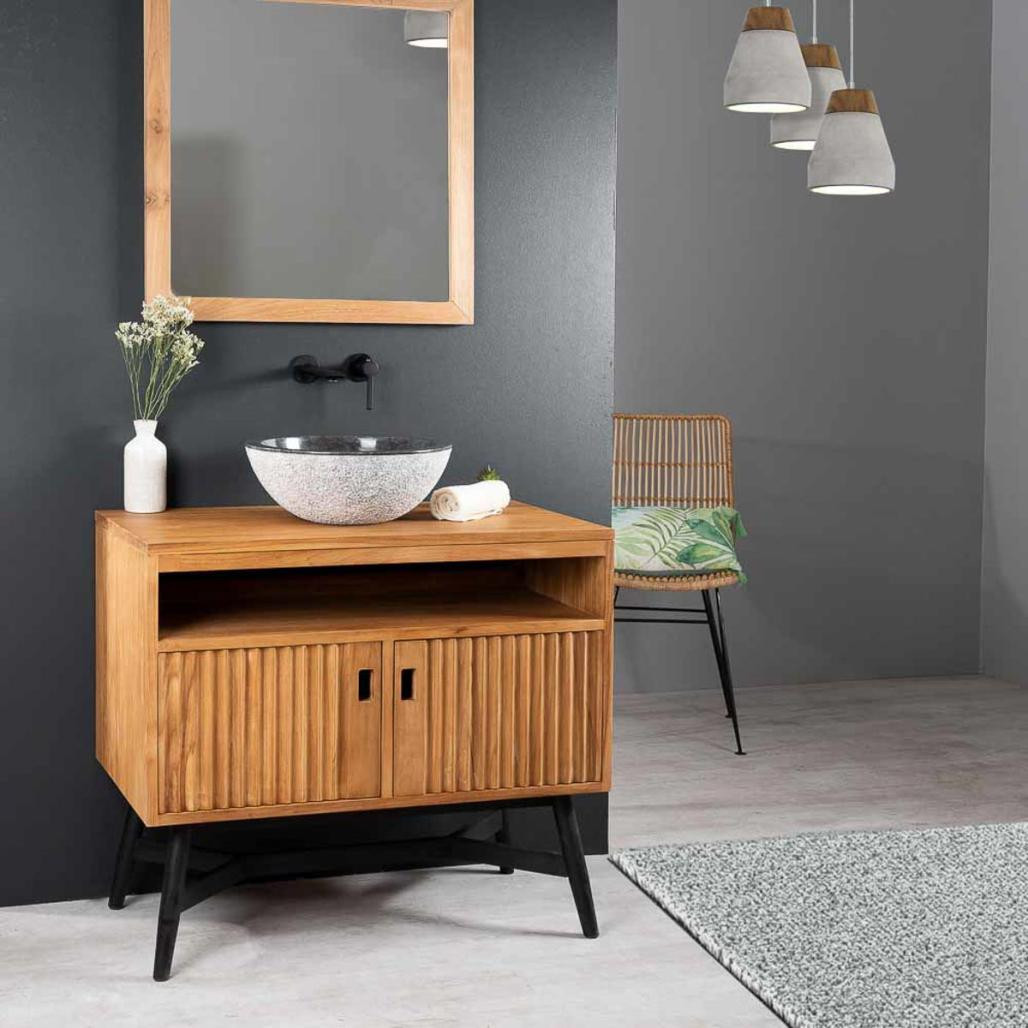 Meuble salle de bain en teck Mya 90 cm Meuble salle de bain en teck Mya 90 cm