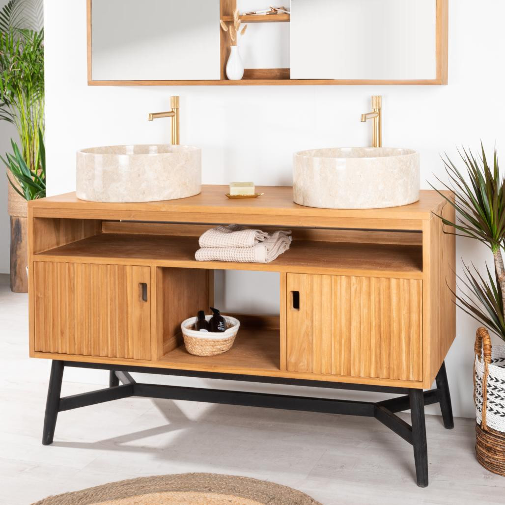 Meuble sous vasque en teck Mya 130 cm