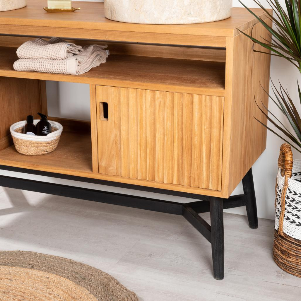 Meuble sous vasque en teck Mya 130 cm Meuble sous vasque en teck Mya 130 cm
