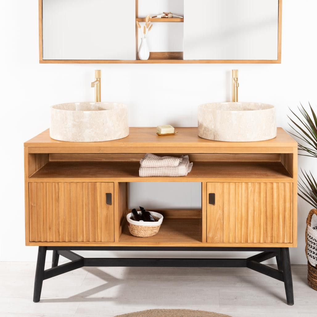 Meuble sous vasque en teck Mya 130 cm Meuble sous vasque en teck Mya 130 cm