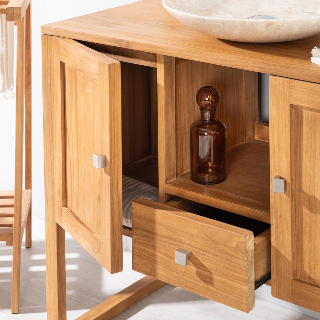 Meuble salle de bain en teck massif Théa 100 cm