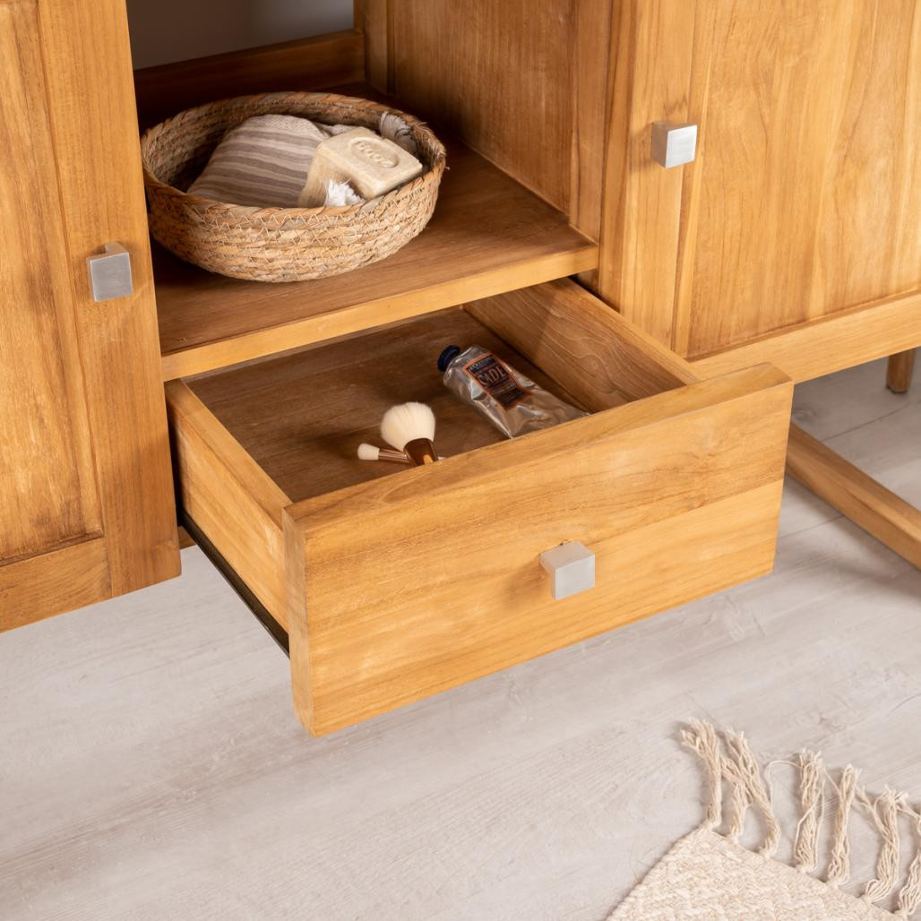 Meuble en teck salle de bain Théa 130 cm