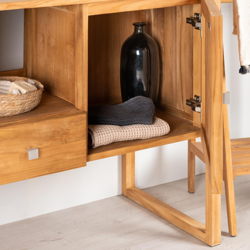 Meuble en teck salle de bain Théa 130 cm