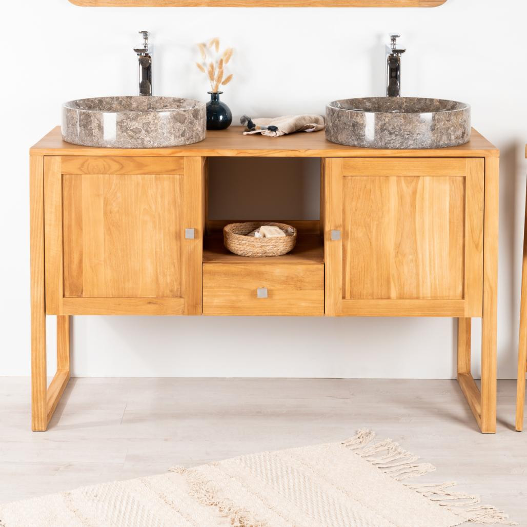 Meuble en teck salle de bain Théa 130 cm