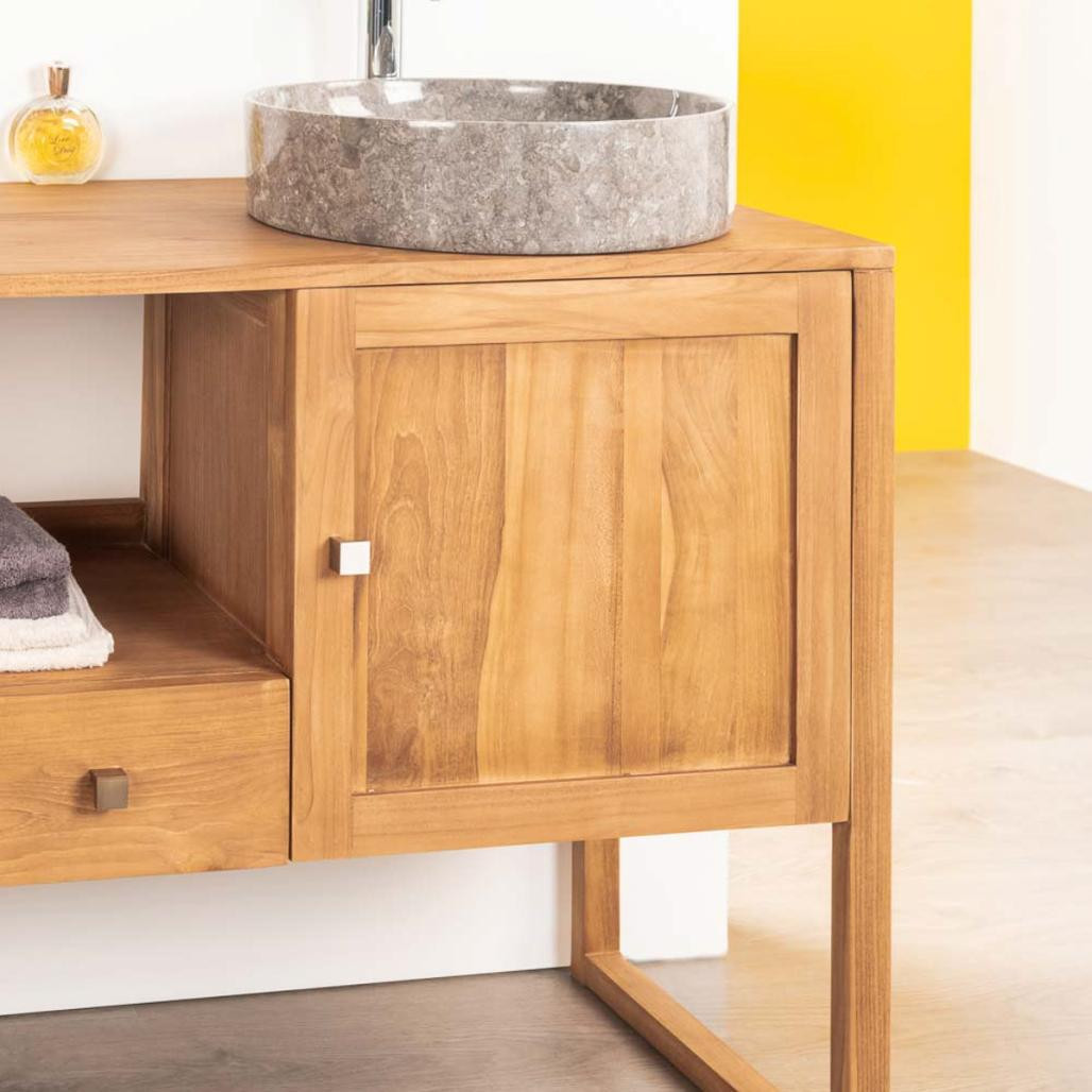 Meuble double vasque en teck massif Théa 165 cm