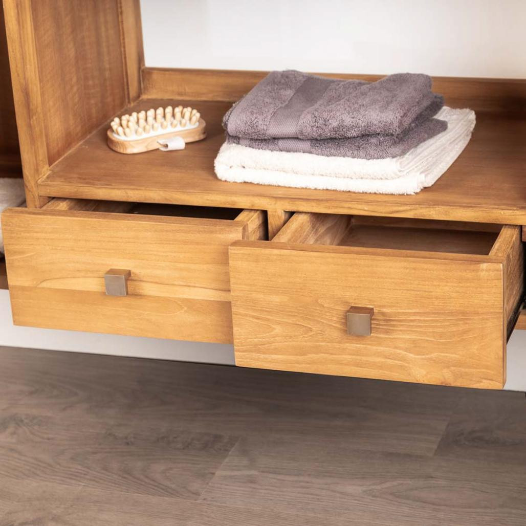 Meuble double vasque en teck massif Théa 165 cm