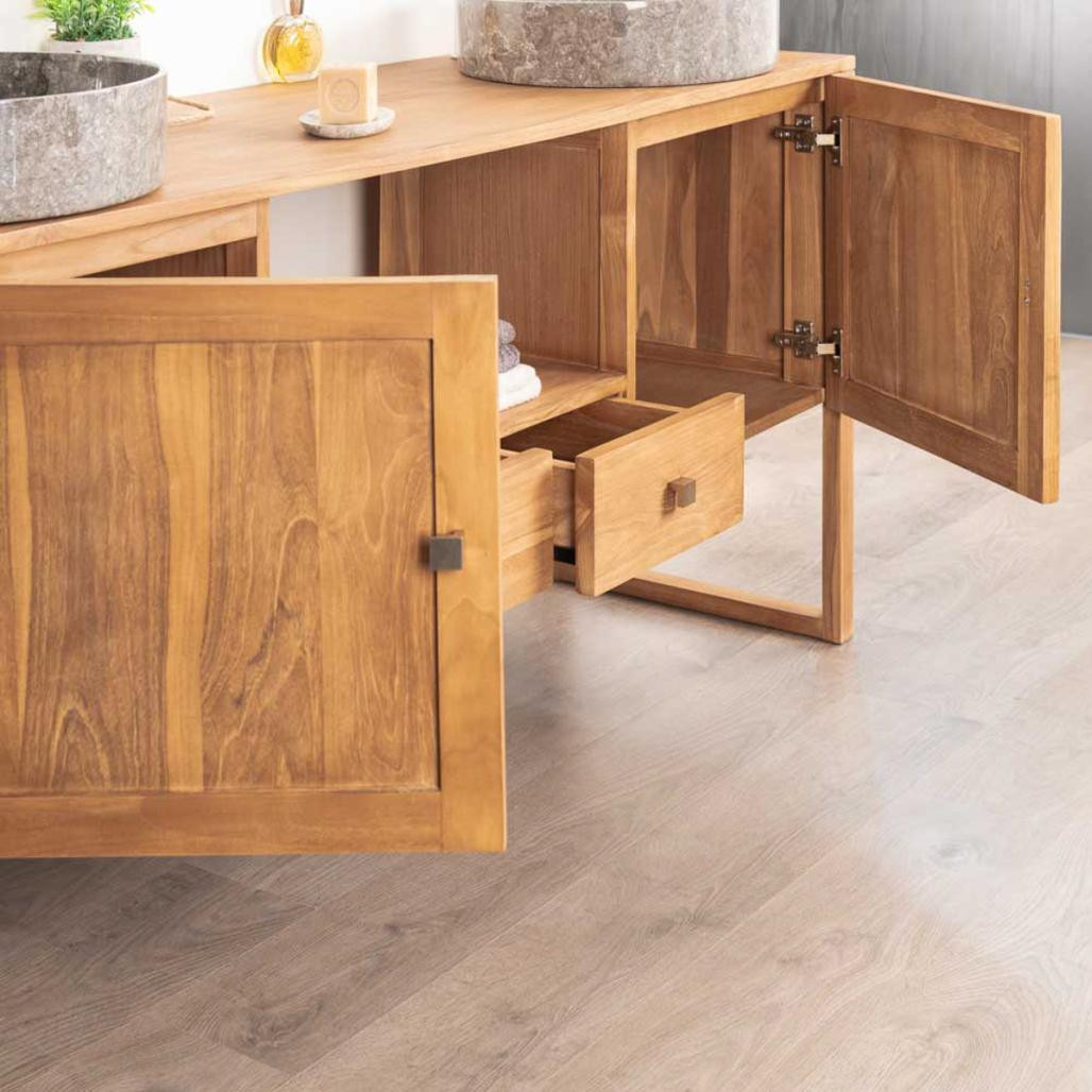 Meuble double vasque en teck massif Théa 165 cm