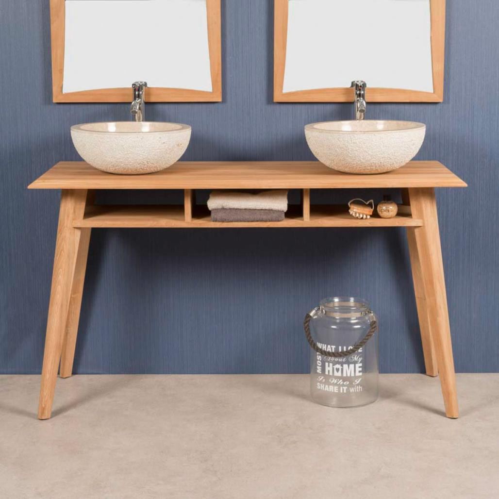 Meuble sous vasques en teck Tango 140 cm