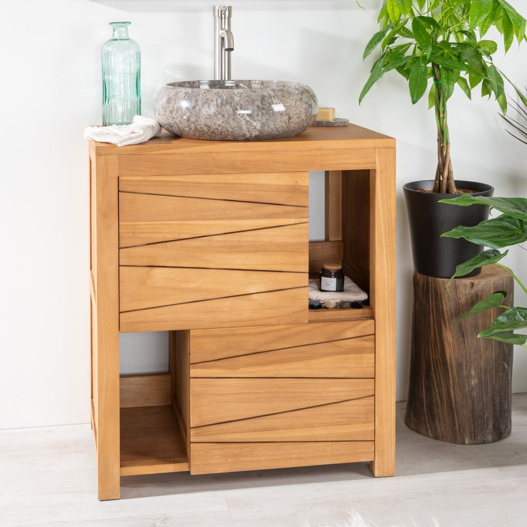 Meuble de salle de bain en teck massif Cosy 70 cm Meuble de salle de bain en teck massif Cosy 70 cm