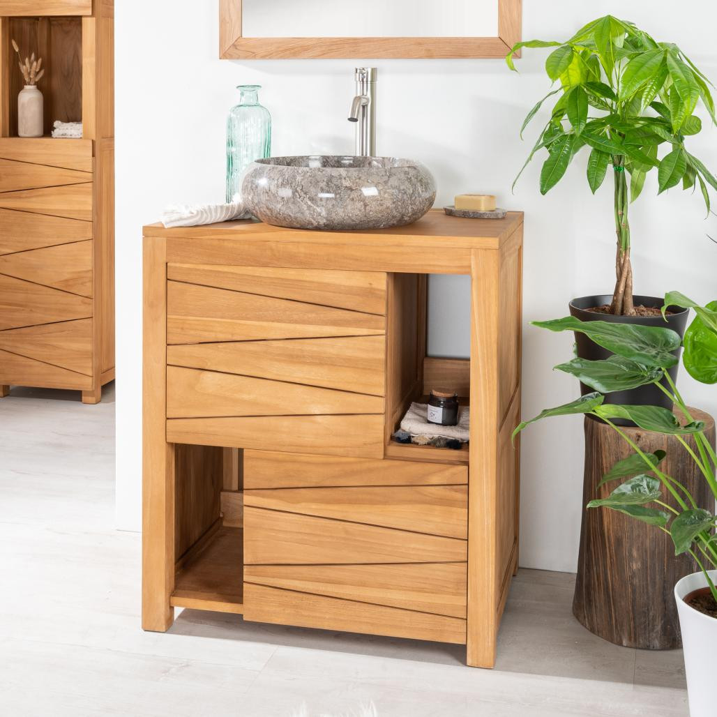 Meuble de salle de bain en teck massif Cosy 70 cm Meuble de salle de bain en teck massif Cosy 70 cm