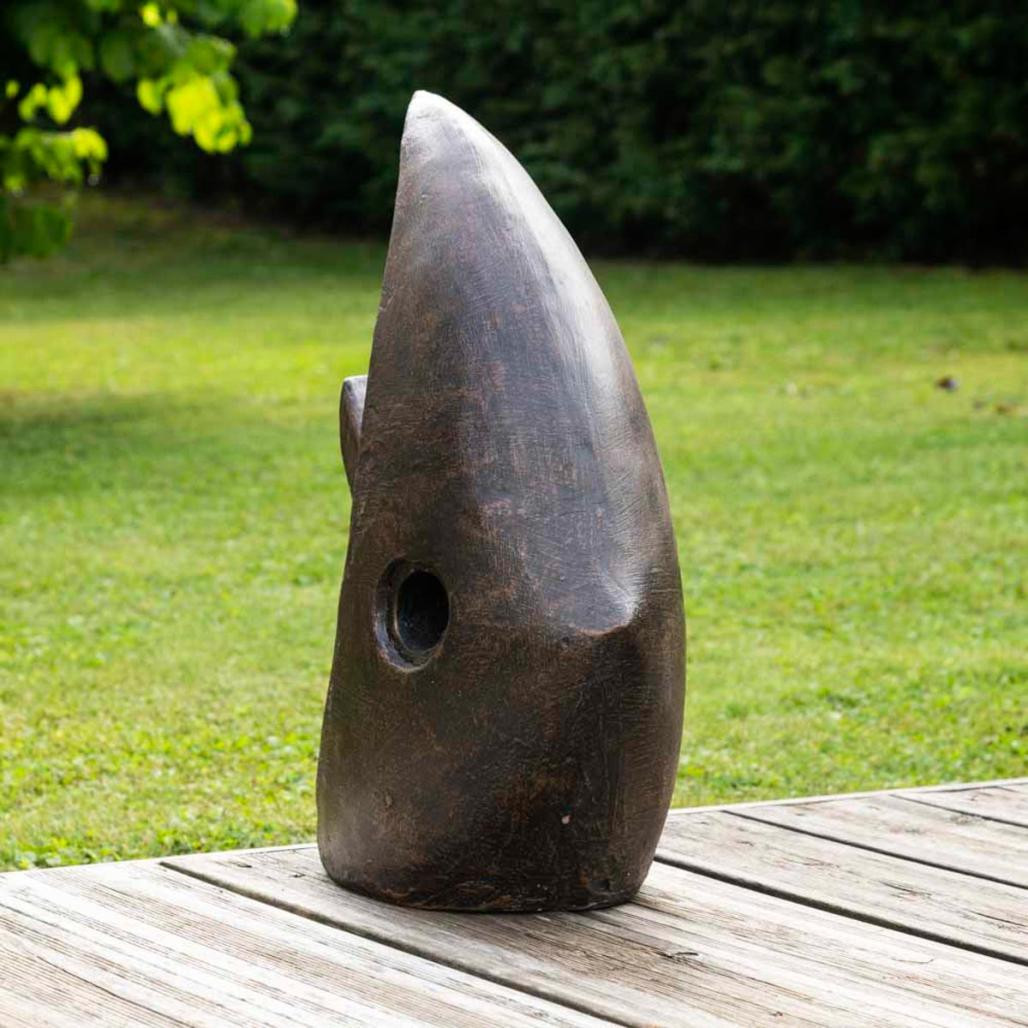 Déco moderne jardin statue poisson petit modèle brun 50cm