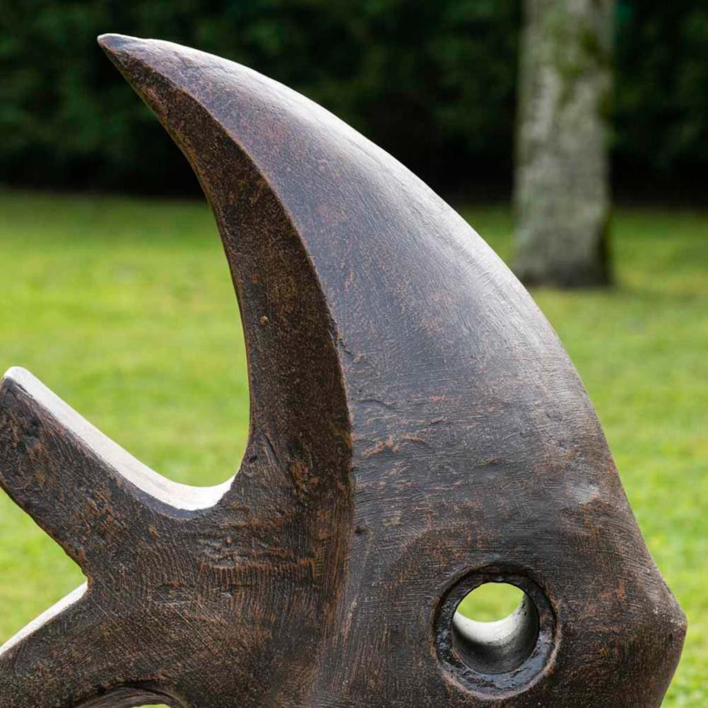 Déco moderne jardin statue poisson petit modèle brun 50cm