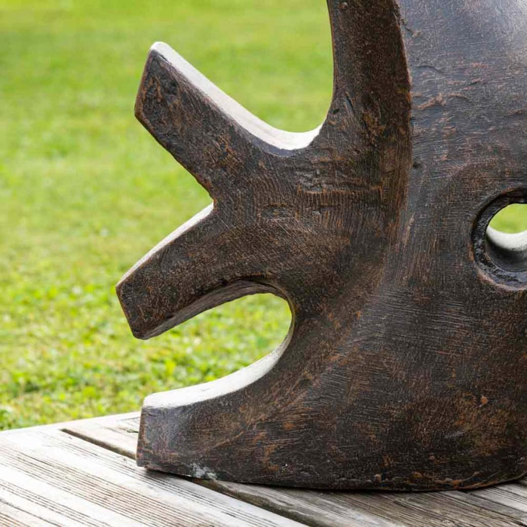 Déco moderne jardin statue poisson petit modèle brun 50cm