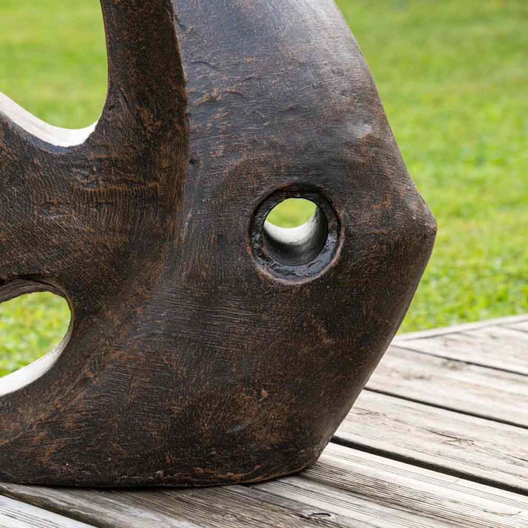 Déco moderne jardin statue poisson petit modèle brun 50cm