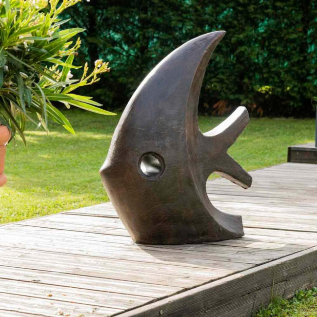 Statue design de jardin poisson 78 cm brun