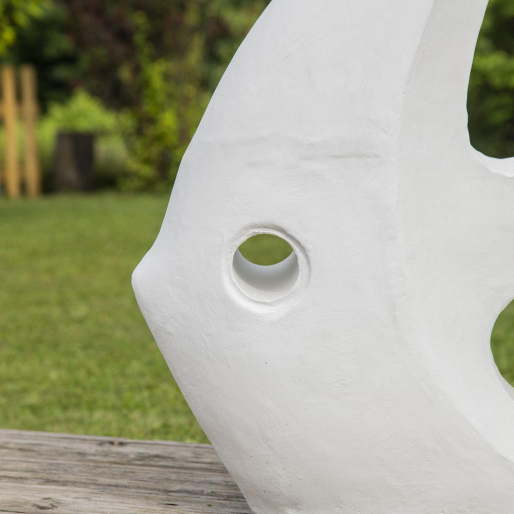 Sculpture design grand poisson blanc 100 cm Sculpture design grand poisson blanc 100 cm
