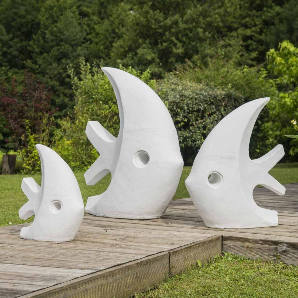 Sculpture design grand poisson blanc 100 cm Sculpture design grand poisson blanc 100 cm
