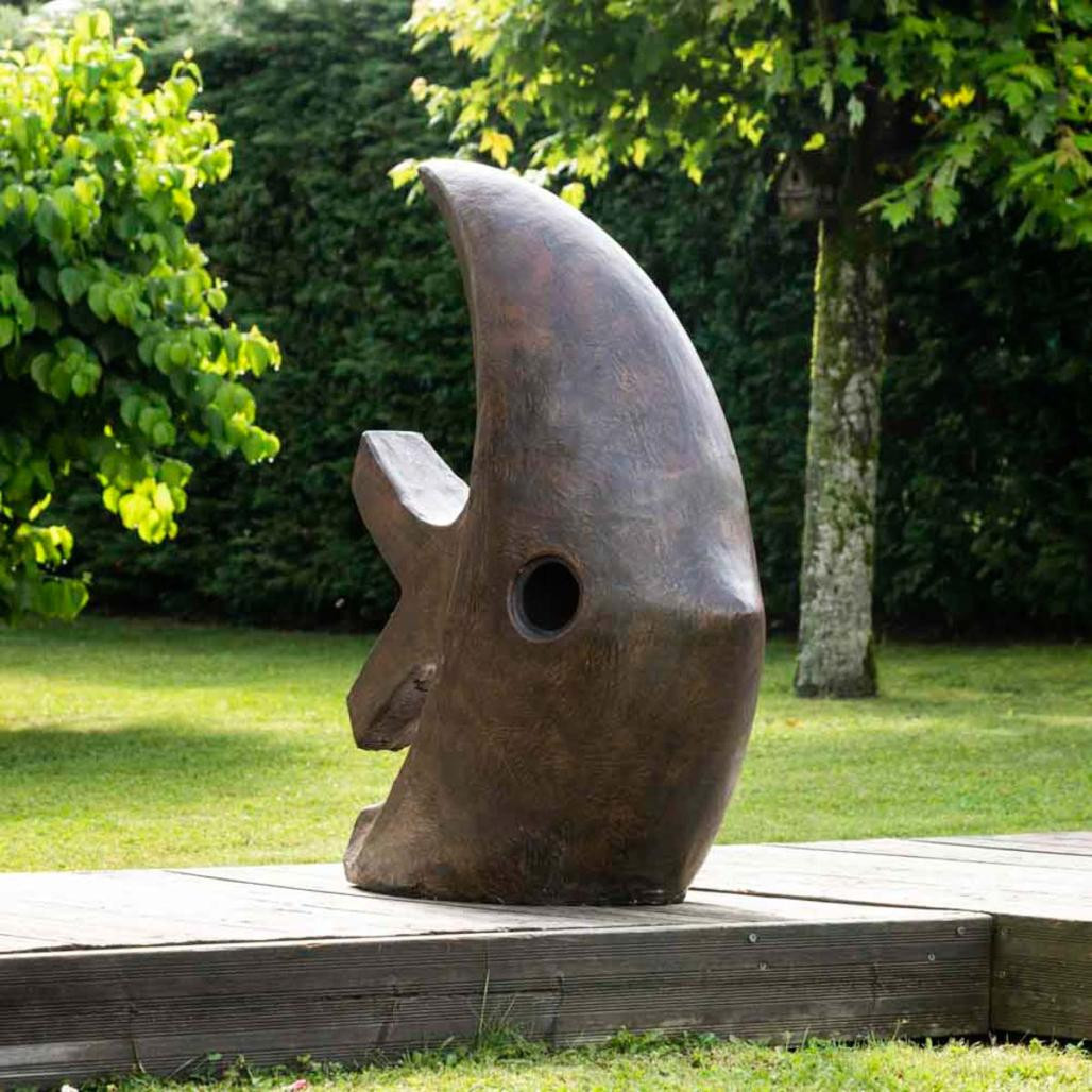 Grande sculpture moderne poisson 100 cm brun Grande sculpture moderne poisson 100 cm brun