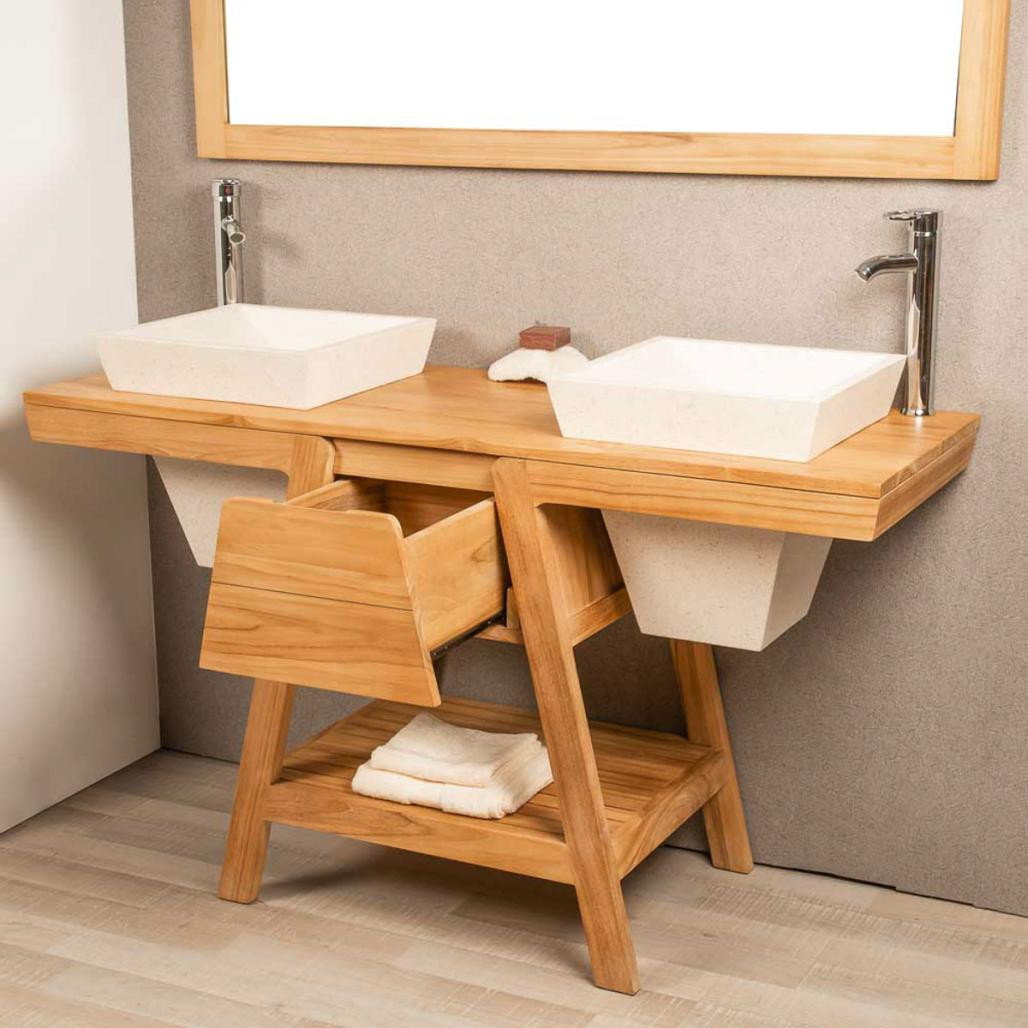 Meuble avec vasque en teck Khéops 140 Meuble avec vasque en teck Khéops 140