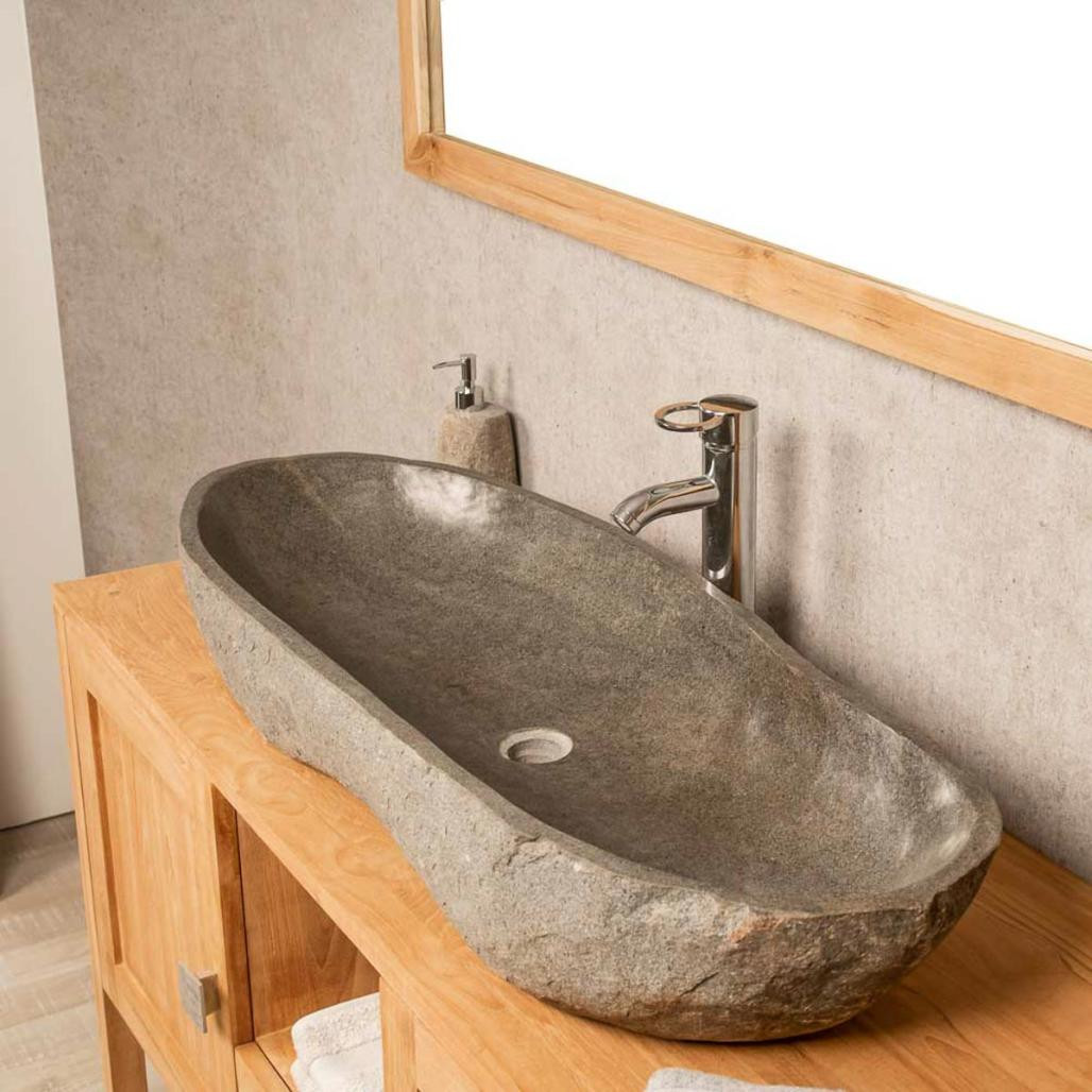 Grande vasque en pierre de rivière 100 Grande vasque en pierre de rivière 100