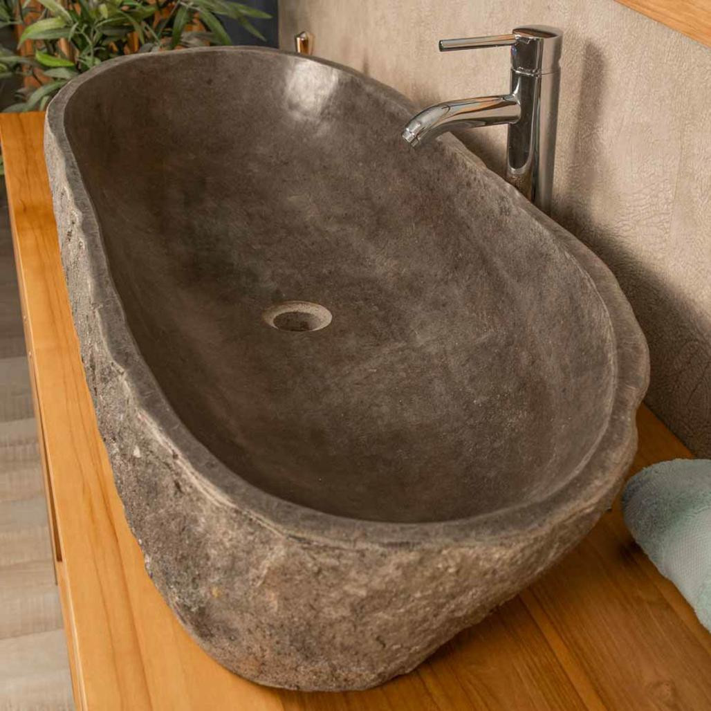 Grande vasque en pierre de rivière 100 Grande vasque en pierre de rivière 100