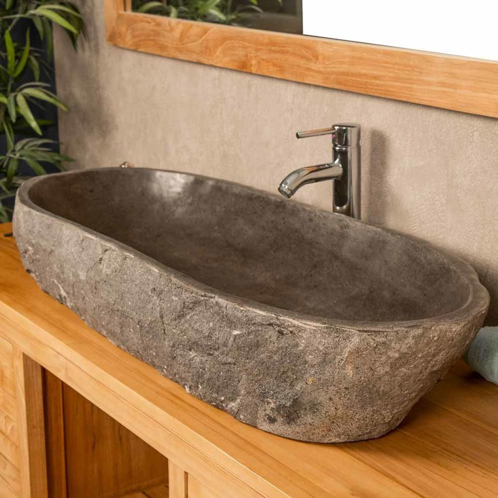 Grande vasque en pierre de rivière 100 Grande vasque en pierre de rivière 100