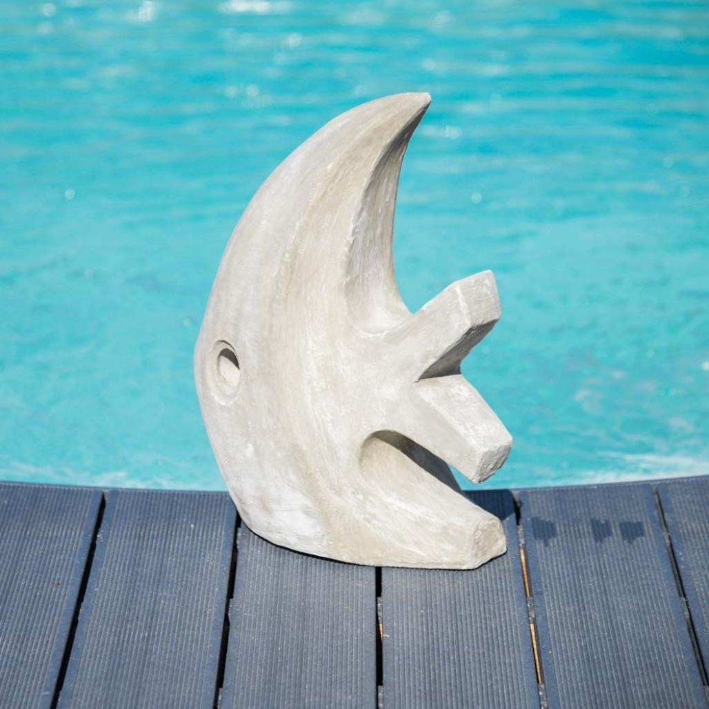 Sculpture moderne jardin poisson petit modèle gris 50 cm