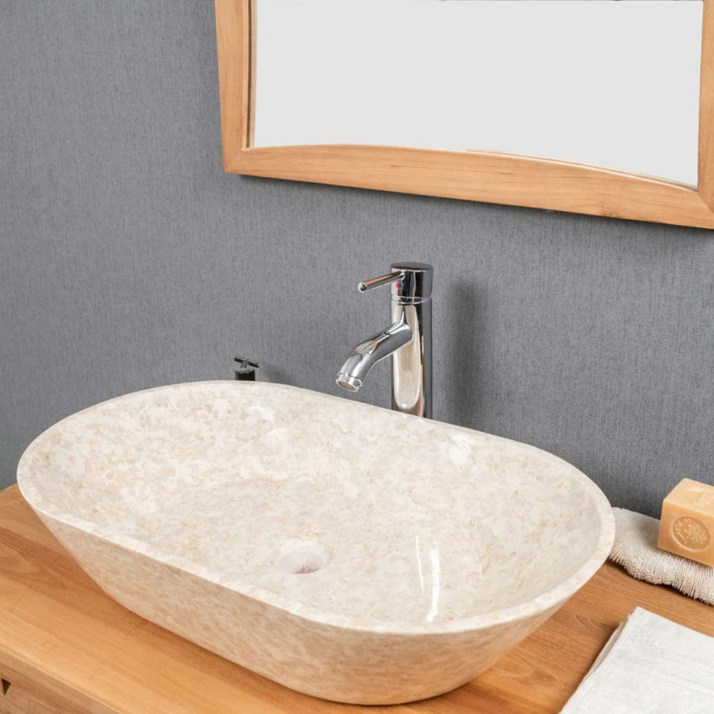 Vasque salle de bain en marbre Eve crème 60 cm Vasque salle de bain en marbre Eve crème 60 cm