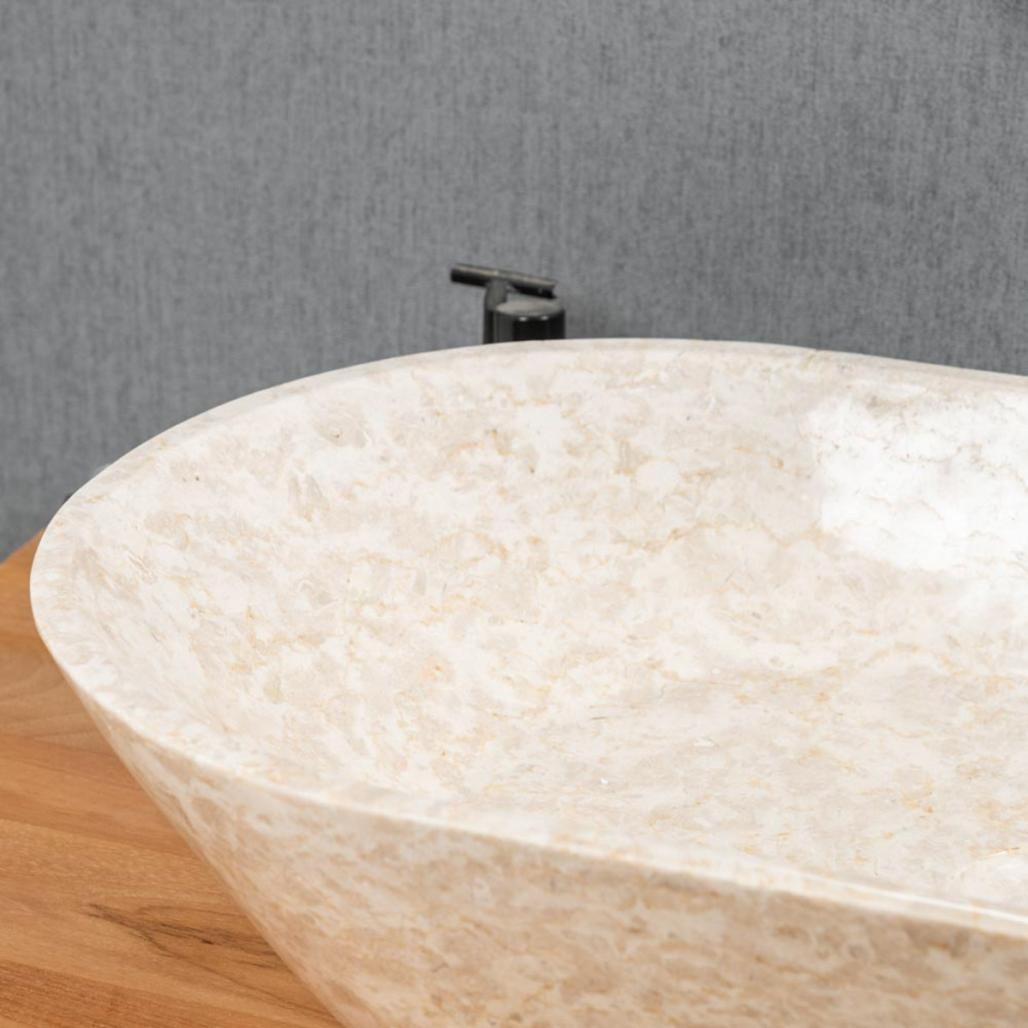 Vasque salle de bain en marbre Eve crème 60 cm Vasque salle de bain en marbre Eve crème 60 cm
