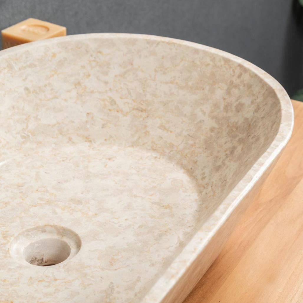Vasque salle de bain en marbre Eve crème 60 cm Vasque salle de bain en marbre Eve crème 60 cm