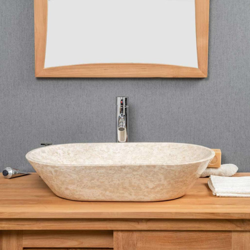 Vasque salle de bain en marbre Eve crème 60 cm Vasque salle de bain en marbre Eve crème 60 cm