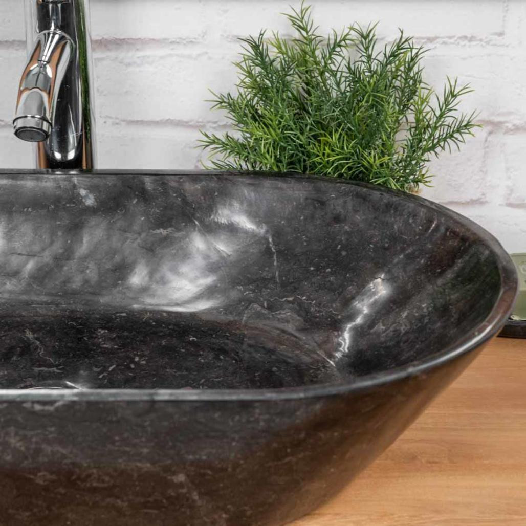 Vasque en marbre salle de bain Eve noire 60cm
