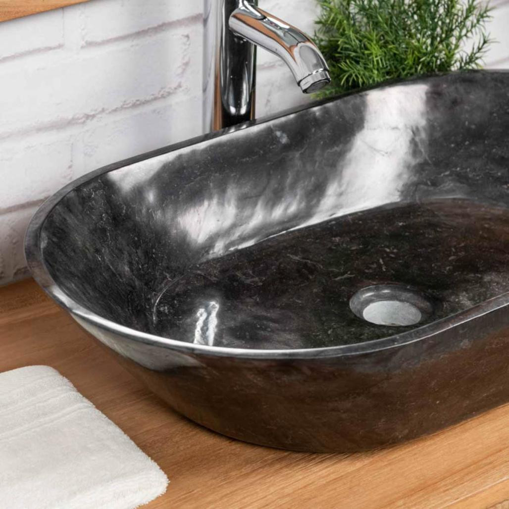 Vasque en marbre salle de bain Eve noire 60cm