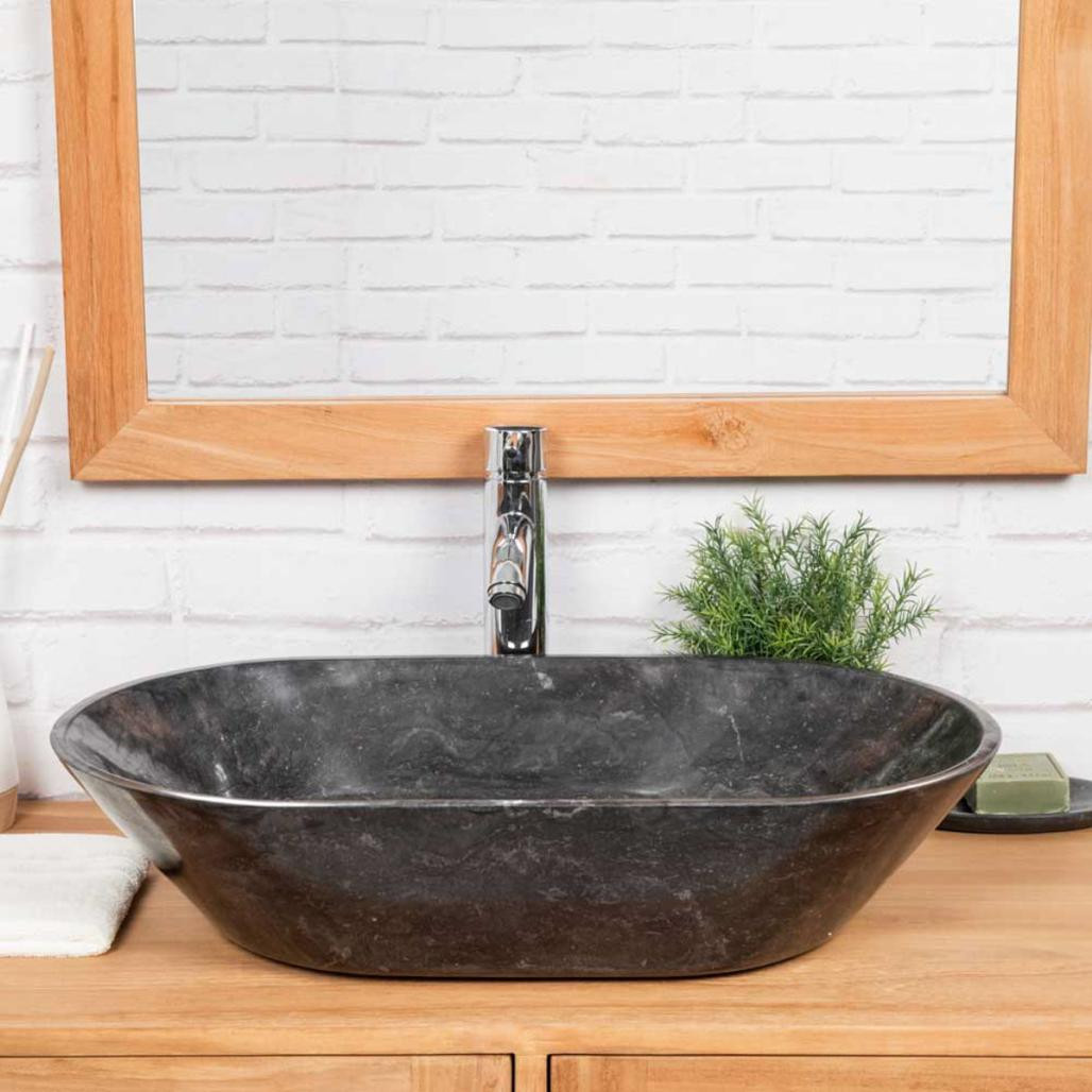 Vasque en marbre salle de bain Eve noire 60cm