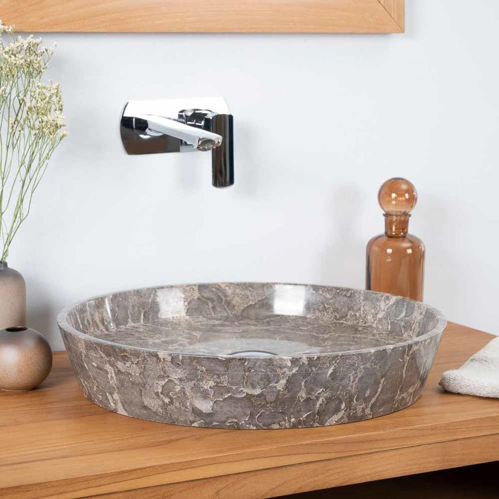 Vasque à poser en marbre pour salle de bain Malo gris 45cm