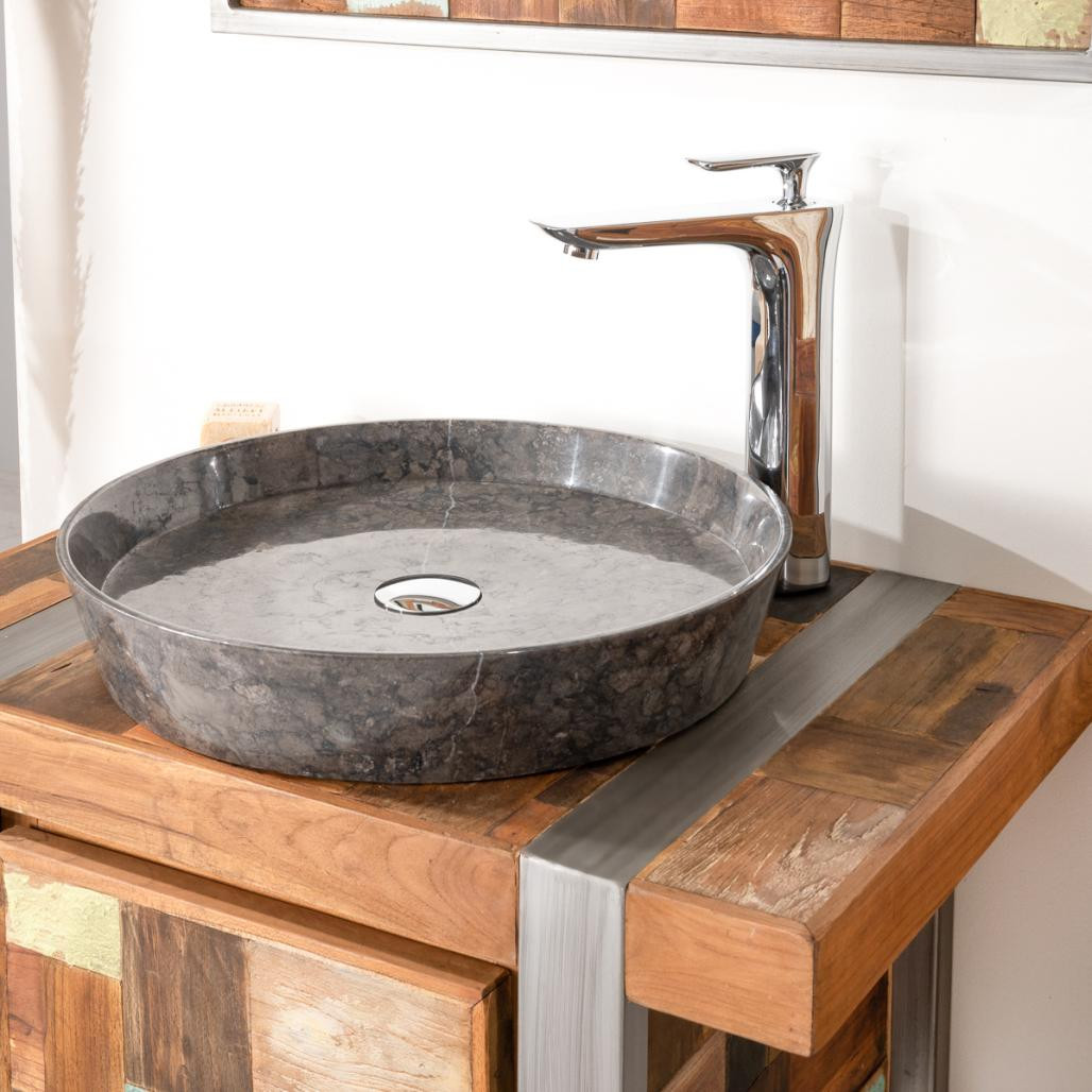 Vasque à poser en marbre pour salle de bain Malo 45 noir