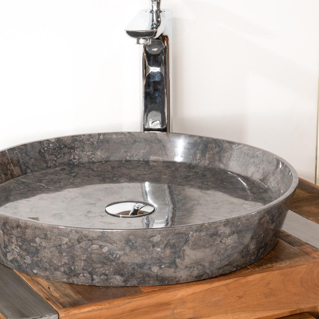 Vasque à poser en marbre pour salle de bain Malo 45 noir Vasque à poser en marbre pour salle de bain Malo 45 noir