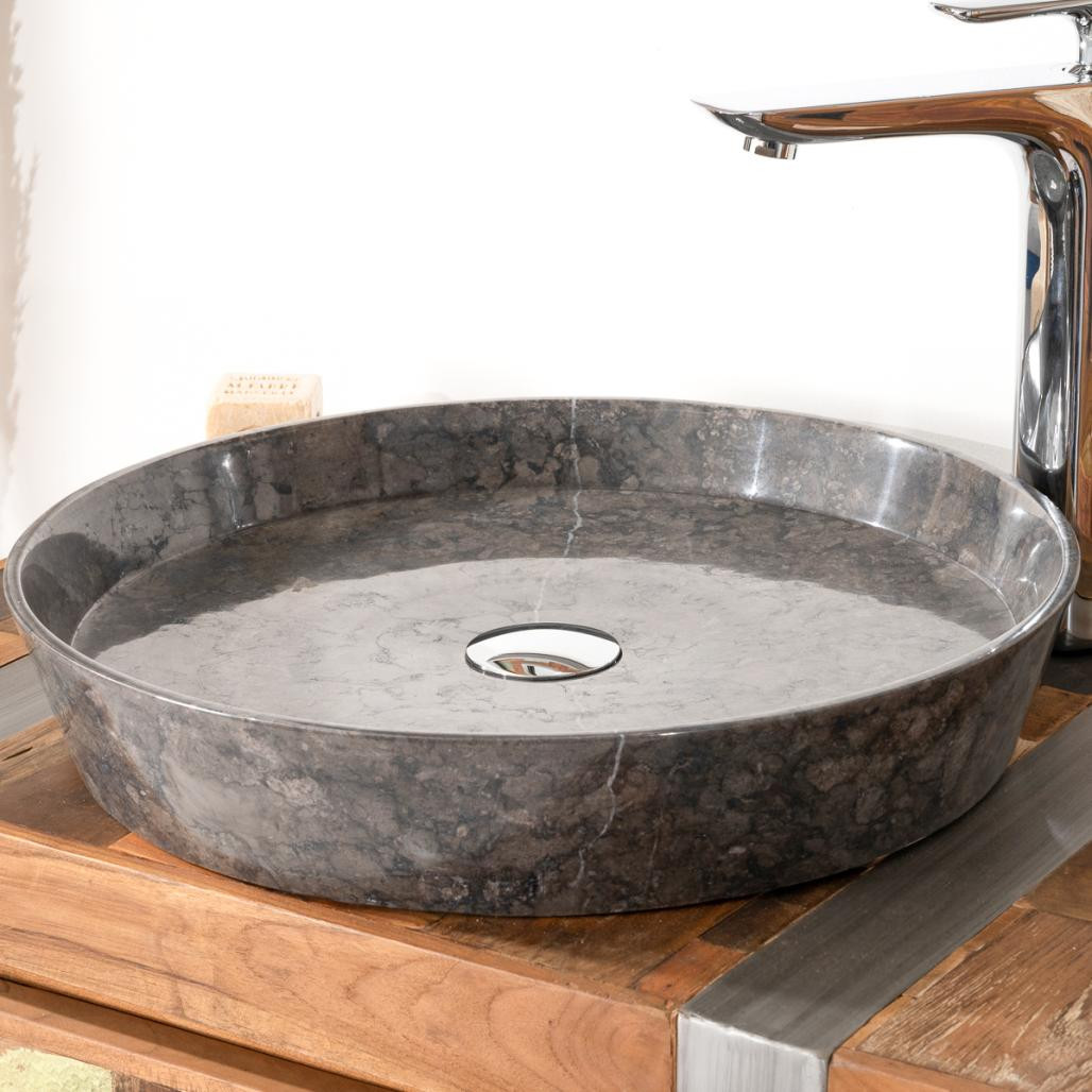 Vasque à poser en marbre pour salle de bain Malo 45 noir Vasque à poser en marbre pour salle de bain Malo 45 noir