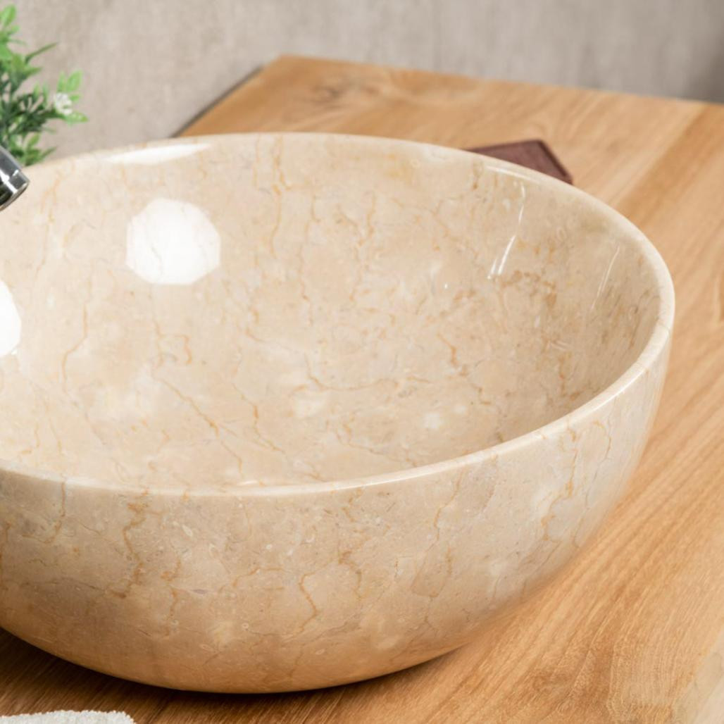 Vasque salle de bain ronde à poser Léa 40cm crème