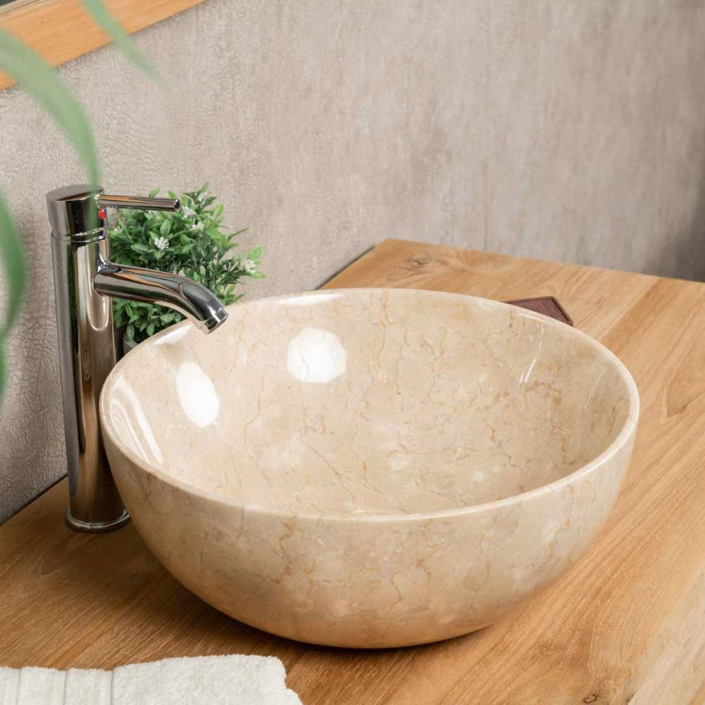 Vasque salle de bain ronde à poser Léa 40cm crème