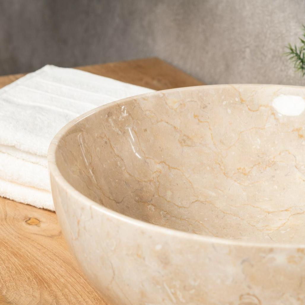 Vasque salle de bain ronde à poser Léa 40cm crème