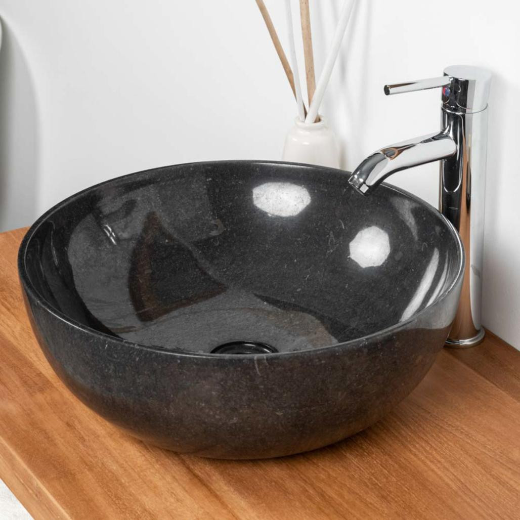 Vasque salle de bain à poser en marbre noir Léa 40 cm