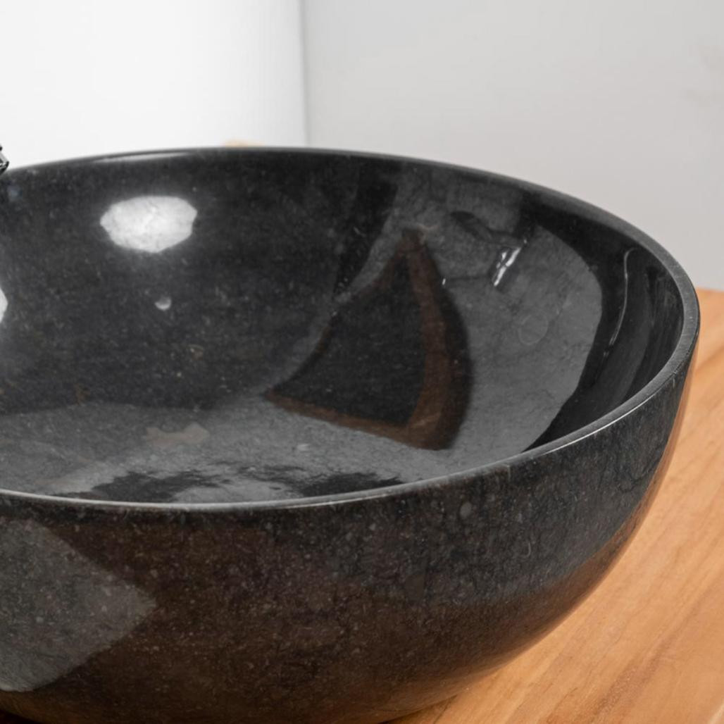 Vasque salle de bain à poser en marbre noir Léa 40 cm