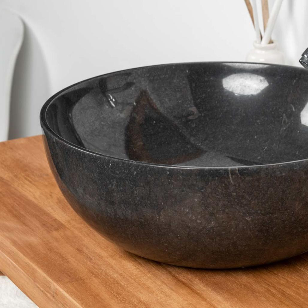 Vasque salle de bain à poser en marbre noir Léa 40 cm