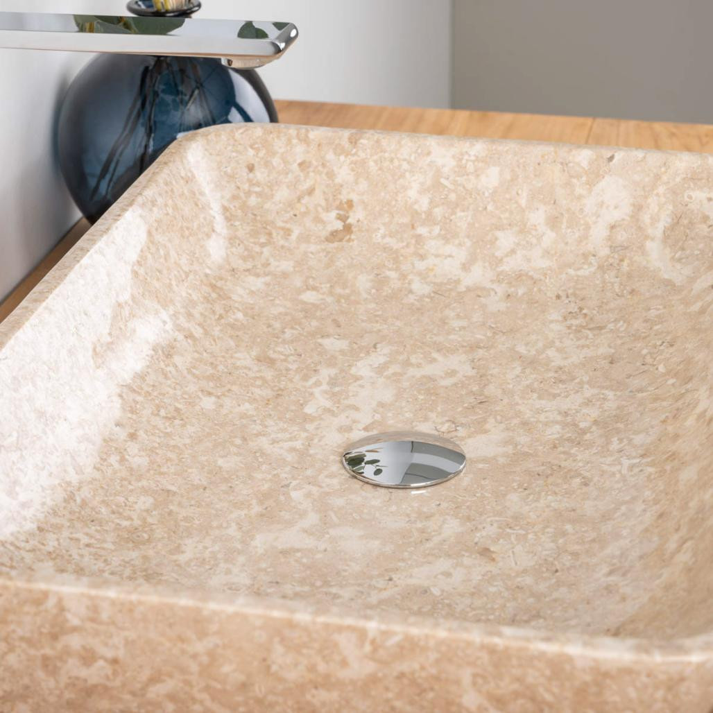 Vasque de salle de bain à poser en marbre Carmen crème 60cm Vasque de salle de bain à poser en marbre Carmen crème 60cm