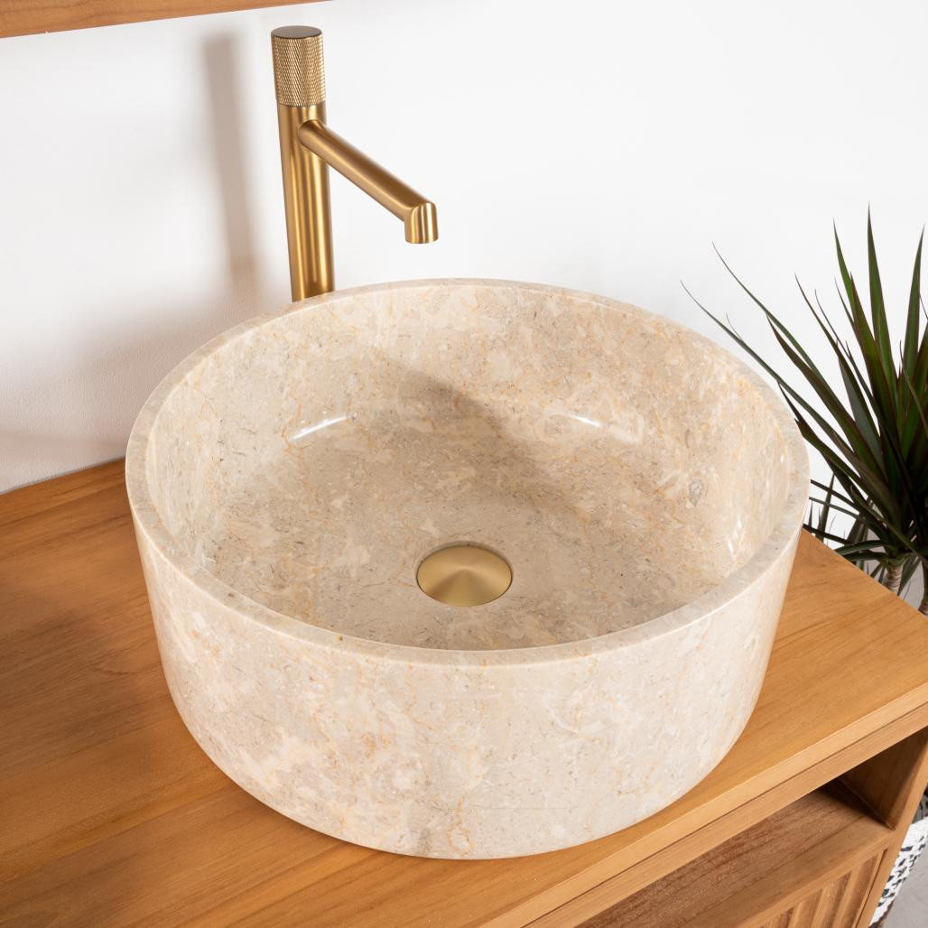 Vasque salle de bain en marbre Ulysse 40 cm crème Vasque salle de bain en marbre Ulysse 40 cm crème