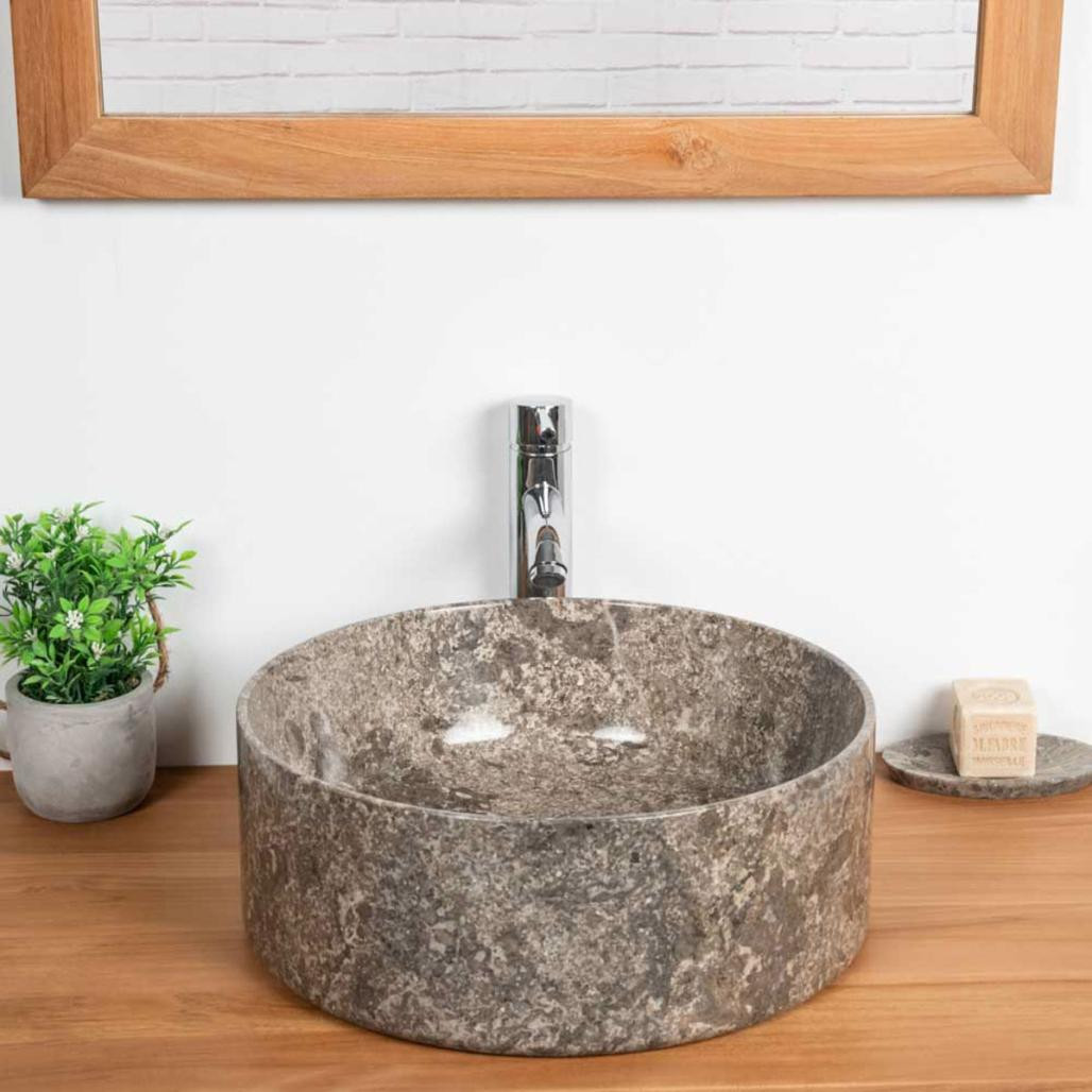 Vasque à poser en marbre pour salle de bain Ulysse 40 gris