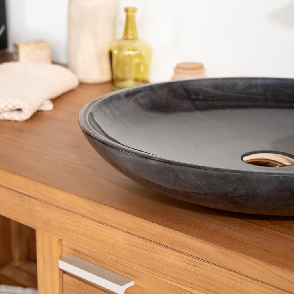 Vasque salle de bain ronde à poser Lysom 45cm noir Vasque salle de bain ronde à poser Lysom 45cm noir