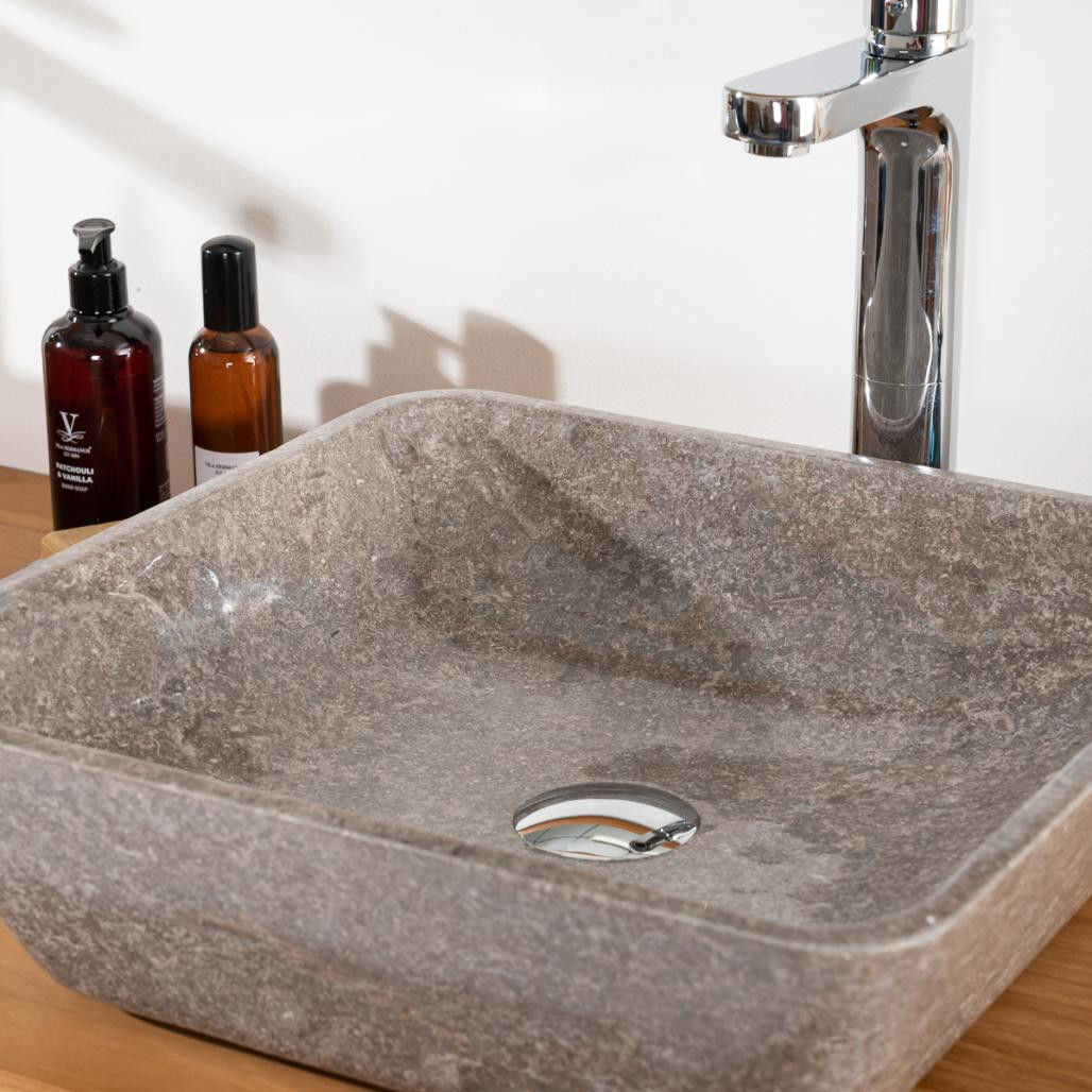 Vasque carré à poser salle de bain Carmen 40cm gris