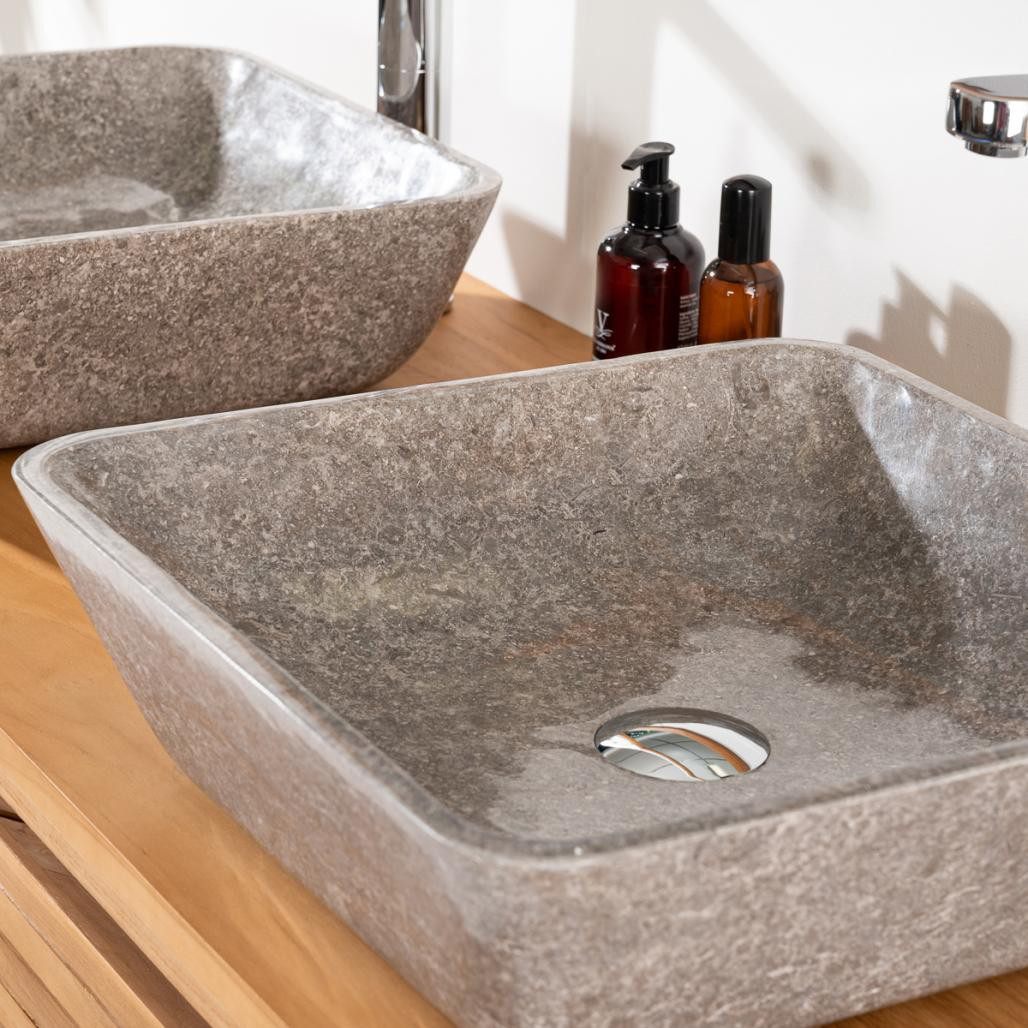 Vasque carré à poser salle de bain Carmen 40cm gris